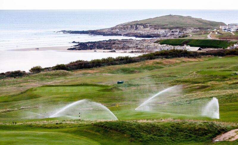 Aerial shot of Toro sprinklers at Kings Golf Club.