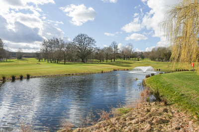 An Otterbine fountain operating in a lake at Ingestre Park Golf Club.