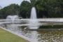 Otterbine Fixed Fountains operating in a shallow body of water.